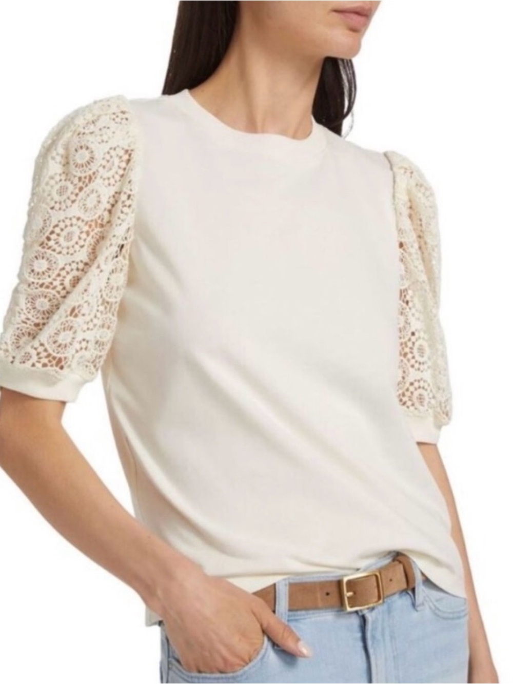 FRAME Frankie Lace Sleeve Top